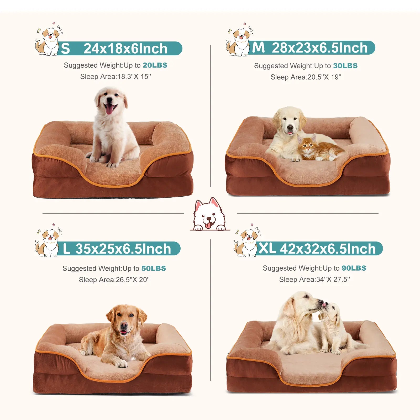 Orthopedic Memory Foam Dog Bed for Large Breeds - Cushioning, Firmness & Joint Relief Support, Washable Removable Cover, Non-Slip Base, Waterproof Pet Sofa Couch