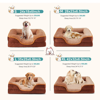 Orthopedic Memory Foam Dog Bed for Large Breeds - Cushioning, Firmness & Joint Relief Support, Washable Removable Cover, Non-Slip Base, Waterproof Pet Sofa Couch