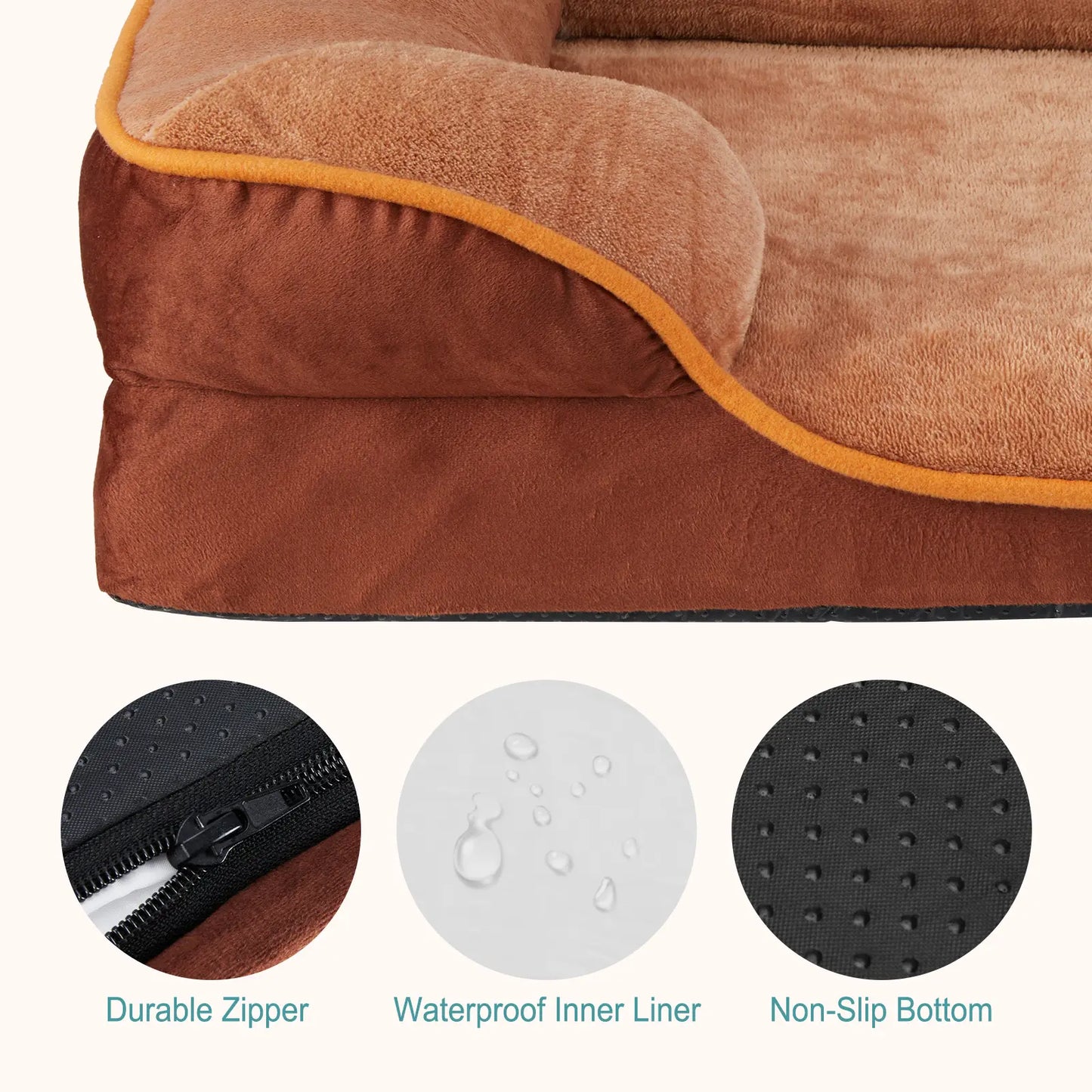 Orthopedic Memory Foam Dog Bed for Large Breeds - Cushioning, Firmness & Joint Relief Support, Washable Removable Cover, Non-Slip Base, Waterproof Pet Sofa Couch
