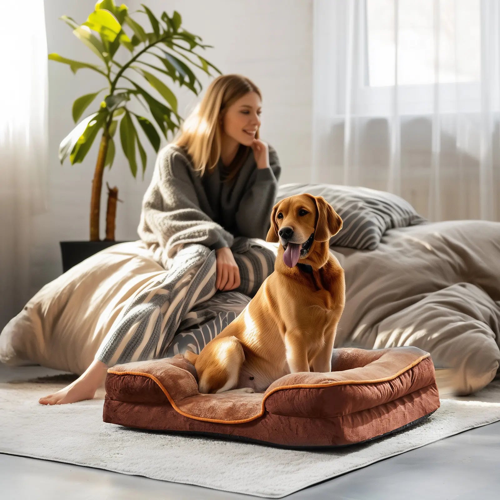 Orthopedic Memory Foam Dog Bed for Large Breeds - Cushioning, Firmness & Joint Relief Support, Washable Removable Cover, Non-Slip Base, Waterproof Pet Sofa Couch