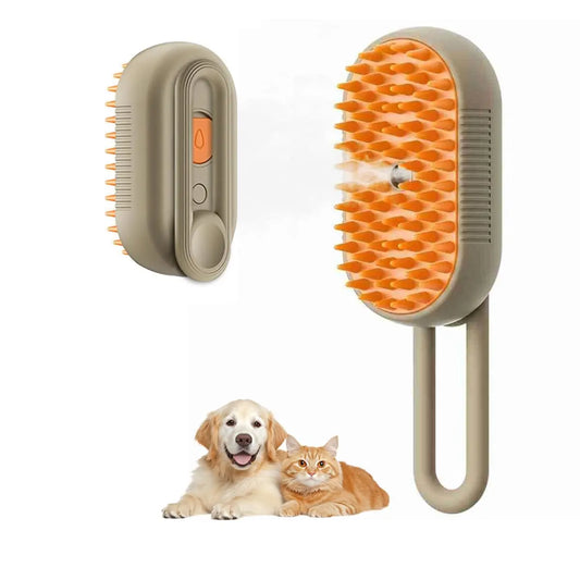 3-in-1 Pet Steam Brush and Grooming Comb for Cats and Dogs - Adjustable Hair Remover with Steamy Mist Technology