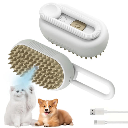 3-in-1 Pet Steam Brush and Grooming Comb for Cats and Dogs - Adjustable Hair Remover with Steamy Mist Technology